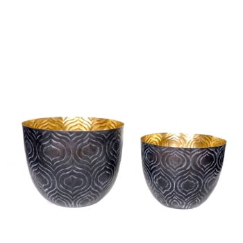 Baltazar - Set de 2 cache-pots décoratifs violets et dorés H25