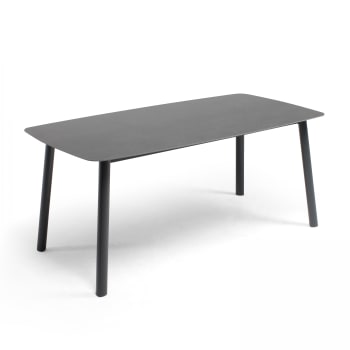 Piedra - Table de jardin rectangulaire en aluminium et pierre frittée gris