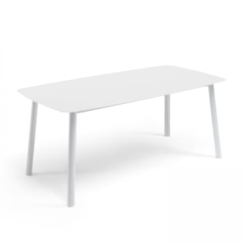 Piedra - Table de jardin rectangulaire en aluminium et pierre frittée blanc