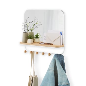 Estique - Miroir avec crochets blanc 46x40cm