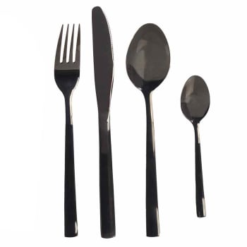 Couverts de table noir, Hunnycook couverts de table 6 personnes, 30 pièces  en acier inoxydable noir, couvert noir mat avec fourchettes cuillères  couteaux, poli miroir, lavable au lave-vaisselle. : : Cuisine et