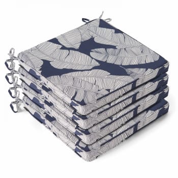 Paita - Lot de 4 galettes de chaise polyester abaca bleu 40x40x3 cm