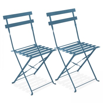 Rome - Lot de 2 chaises pliantes en acier bleu pacific