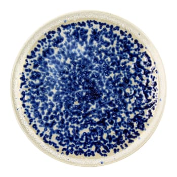 Saphir - Lot de 6 assiettes plates en porcelaine émaillée bleue 27cm