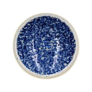 Saphir - Lot de 6 assiettes creuses en porcelaine émaillée bleue 21cm