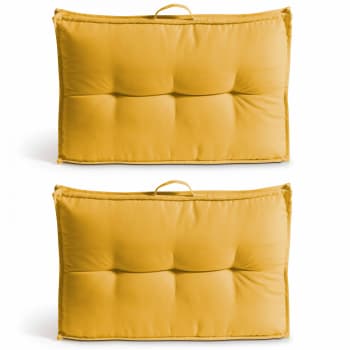 Cuzco - Lot 2 coussins palette dossier polyester jaune 60x40x12 cm