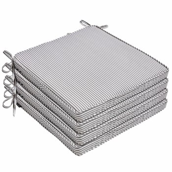 Paita - Lot de 4 galettes de chaise polyester linea gris 40x40x3 cm