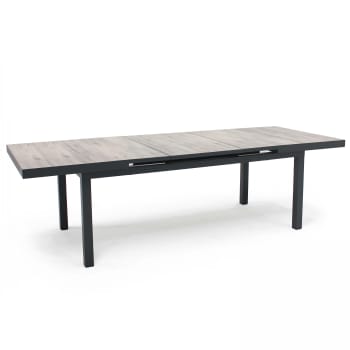 Tivoli - Table extensible en aluminium et céramique bois grisé