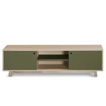 Kube - Meuble TV 2 portes coulissantes 160 cm, en frêne