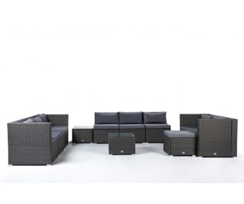 BAHAMAS - Set di divani da giardino 9 posti in rattan sintetico grigio