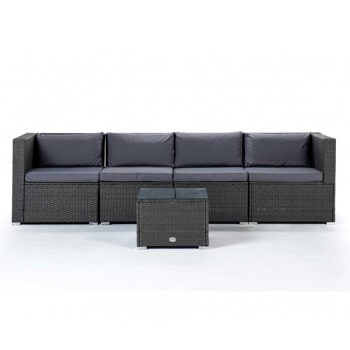 BAHAMAS - Gartensofa-Set mit 4 Sitzplätzen aus Synthetisches Rattan, grau