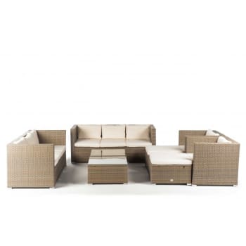 LOS ÁNGELES DELUXE - Gartensofa-Set mit 10 Sitzplätzen aus Synthetisches Rattan, beige