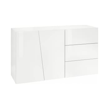 Italo - Buffet avec 2 portes effet bois blanc brillant 141x43h86 cm