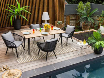 COMORES - Table de jardin rectangulaire 4 places en teck beige