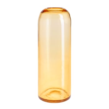 Tullia - Jarrón decorativo de vidrio transparente soplado amarillo ocre h48