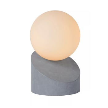 LEN - Lámpara de mesa táctil gris y bola de cristal blanco