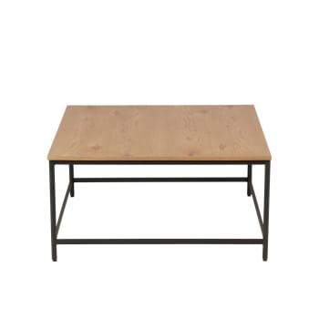 Allure - Table basse carrée bois et métal 80 cm
