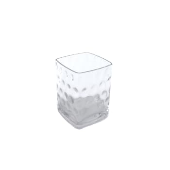 Vanity - Jarrón decorativo de vidrio soplado transparente h16