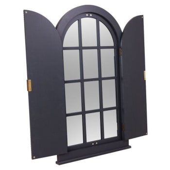 Espejo de madera gris antracita con puertas Negro 62x5x105h cm