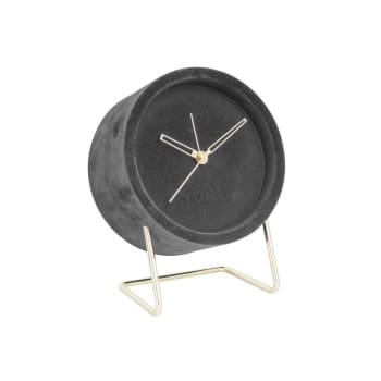 Lush - Horloge réveil en velours diam. 14 cm gris