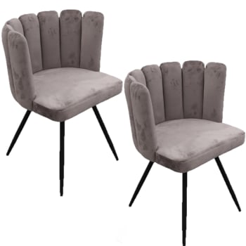 Ariel - Lot de 2 chaises design effet velours gris