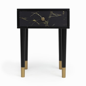 GOLDENDETAIL - Nachttisch aus MDF-Holz mit schwarzem Marmordruck