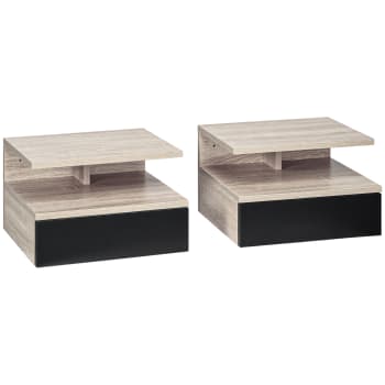 Set de 2 mesitas de noche 35x32x22.5 cm roble y negro