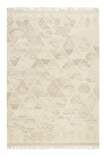 Vermont - Beiger Handweb-Teppich mit Rauten-Muster für jedes Zimmer 80x150