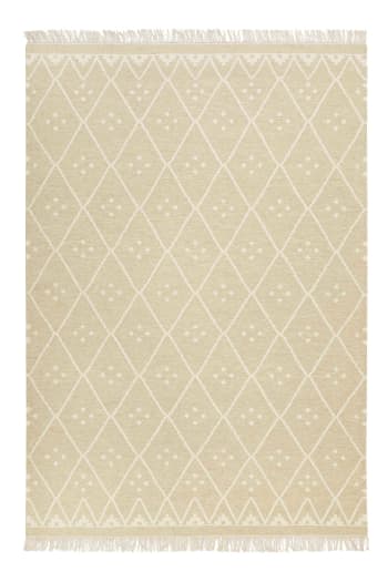 Vermont - Hellbeiger Handweb-Teppich mit Rauten-Muster für jedes Zimmer 130x190