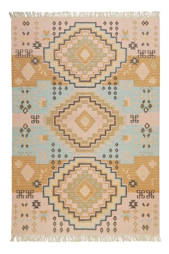 Tapis Ancien Tissé Main – Décoration Intérieure – Motifs Multicolores