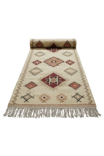 Tappeto etnico lana e cotone sfumature di marrone /beige 160x230 BRIONNE