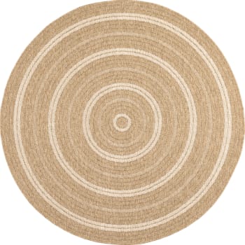 NATURE - Tapis intérieur et extérieur effet jute motif rond blanc diamètre 160