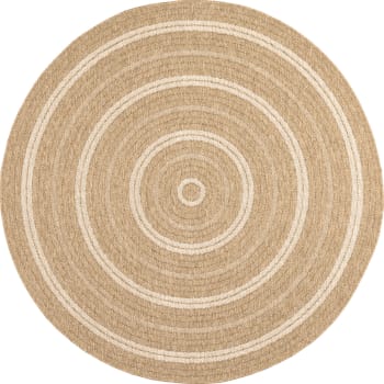Tapis Rond en Jute Tressage Artisanal Rustique DIamiètre ø 120 cm Beige Bucak