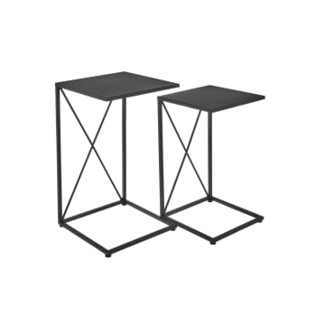 Set de 2 tables d'appoint en métal noir - 32x32x59cm
