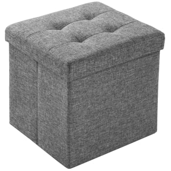 Pouf contenitore quadrato effetto lino sabbia 35L