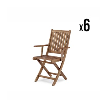 JAVA - Pack de 6 sillas plegables de madera para jardín