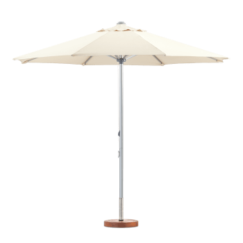 Ombrellone Da Giardino SAMIRA Mod. Haiti, Diametro 300 Cm. Telo In Poliestere Impermeabile Beige, Asta In Legno E Struttura In Acciaio Cromato. Apertura A Manovella. Ideale Per Esterni E Locali. - 4