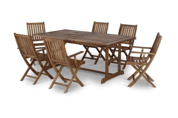 Java - Table de jardin extensible 180/240×100 et 6 chaises pliables
