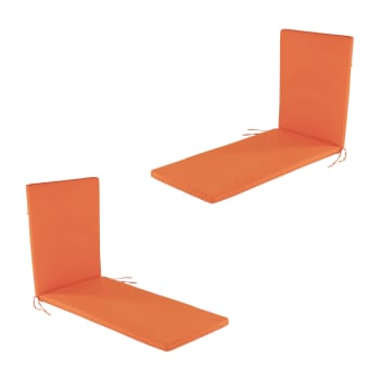 Pack de 2 cojines para tumbona de exterior color naranja 196x60x5 cm