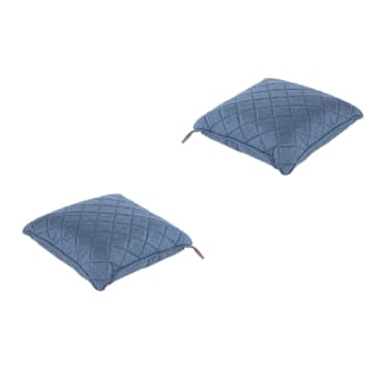 Pack de 2 cojines decorativos para exterior olefin azul 40x40x15 cm