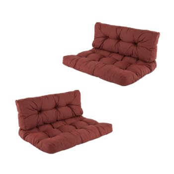 Pack de 2 cojines para palets asiento y respaldo color rojo