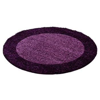 Shaggy - Tapis à bordures rond violet 120x120cm