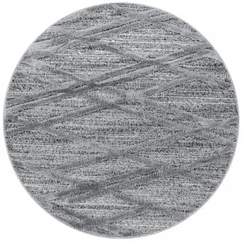 Boheme - Tapis bohème rond à relief gris 200x200cm