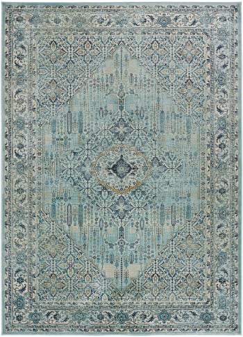 DIHYA - Tappeto vintage in viscosa blu, 120x170 cm