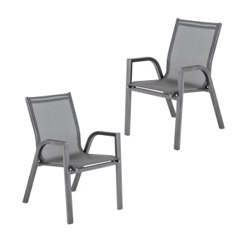 Pack de 2 sillones de terraza apilable aluminio antracita