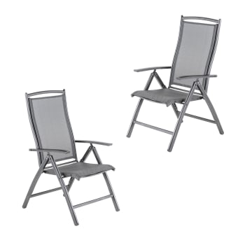 Pack de 2 sillones de aluminio antracita y textilene reclinables