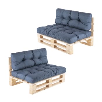 Pack de 2 sofás para palets asiento y respaldo olefin azul
