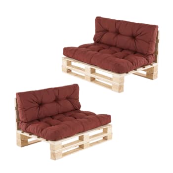 Pack de 2 sofá de palet asiento y respaldo color rojo olefin