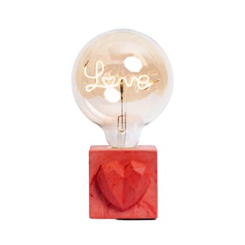 LOVE - Lampe à poser en béton rouge avec son ampoule à message