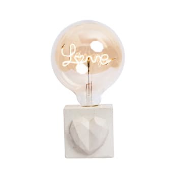 LOVE - Lampe à poser en béton beige avec son ampoule à message